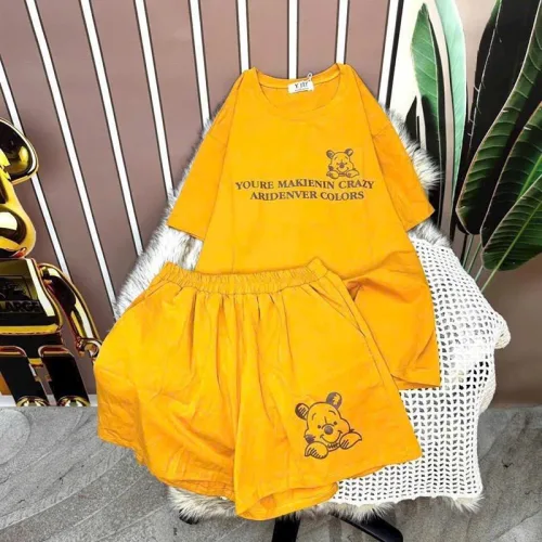 Đồ bộ quần đùi áo tay ngắn in chữ