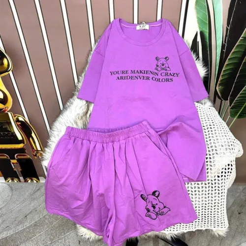 Đồ bộ quần đùi áo tay ngắn in chữ