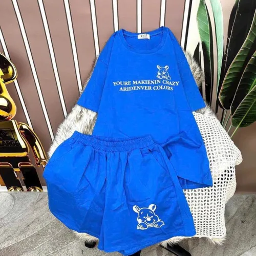 Đồ bộ quần đùi áo tay ngắn in chữ