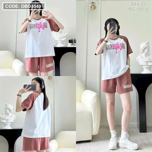 Đồ bộ quần đùi áo tay ngắn in chữ