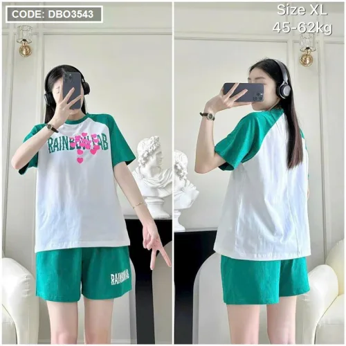 Đồ bộ quần đùi áo tay ngắn in chữ