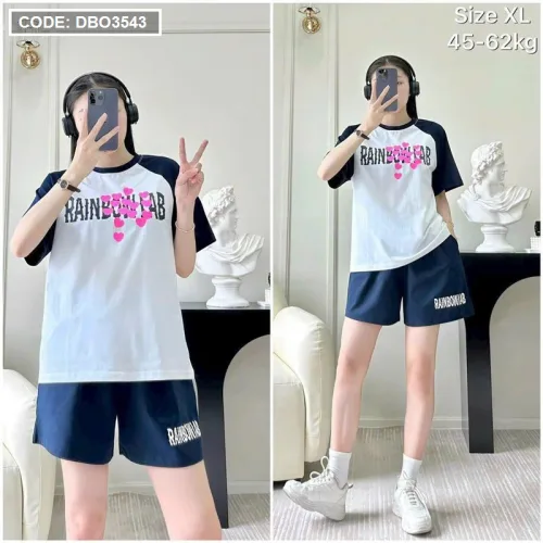Đồ bộ quần đùi áo tay ngắn in chữ