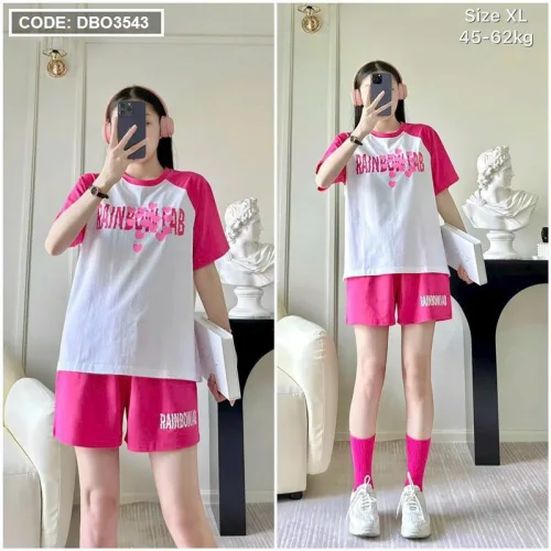 Đồ bộ quần đùi áo tay ngắn in chữ
