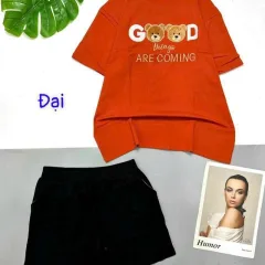 Đồ bộ quần đùi áo tay ngắn in chữ