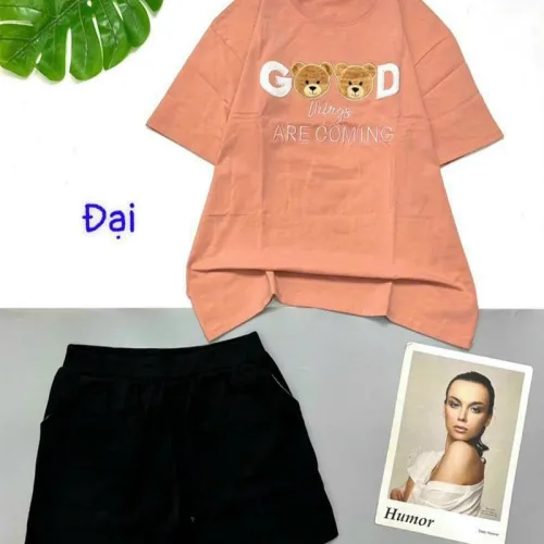 Đồ bộ quần đùi áo tay ngắn in chữ