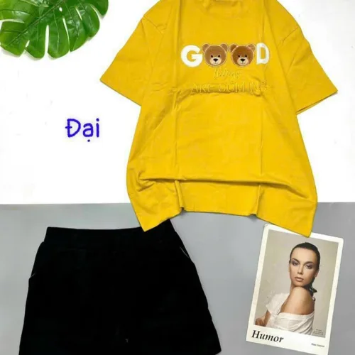Đồ bộ quần đùi áo tay ngắn in chữ