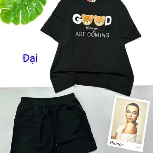 Đồ bộ quần đùi áo tay ngắn in chữ