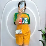 Đồ bộ quần đùi áo tay ngắn in chữ