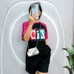 Đồ bộ quần đùi áo tay ngắn in chữ