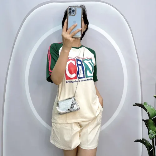 Đồ bộ quần đùi áo tay ngắn in chữ