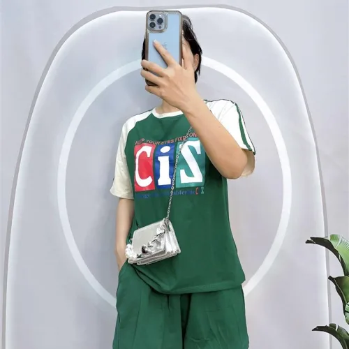 Đồ bộ quần đùi áo tay ngắn in chữ