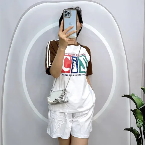 Đồ bộ quần đùi áo tay ngắn in chữ