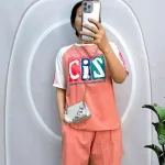 Đồ bộ quần đùi áo tay ngắn in chữ