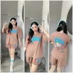 Đồ bộ quần đùi áo tay ngắn in chữ