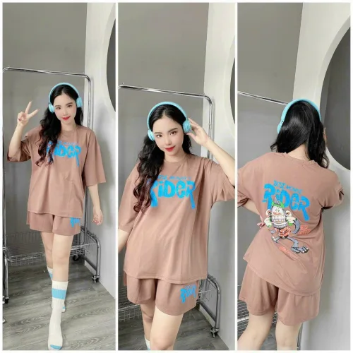 Đồ bộ quần đùi áo tay ngắn in chữ