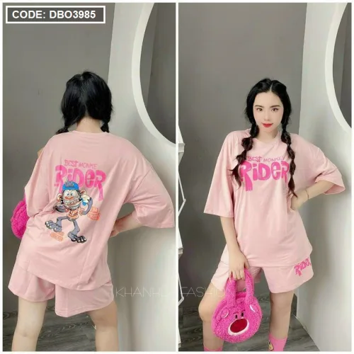 Đồ bộ quần đùi áo tay ngắn in chữ