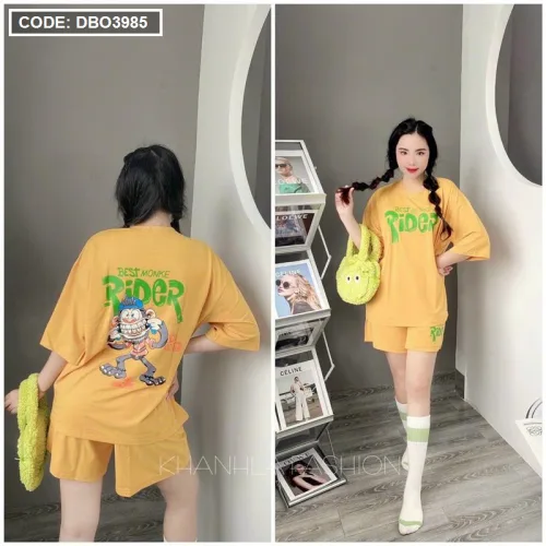 Đồ bộ quần đùi áo tay ngắn in chữ