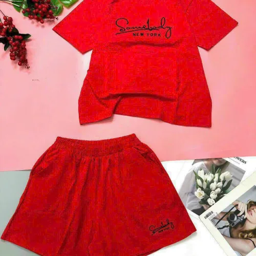 Đồ bộ quần đùi áo tay ngắn in chữ