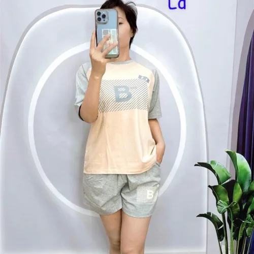 Đồ bộ quần đùi áo tay ngắn in chữ B