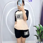 Đồ bộ quần đùi áo tay ngắn in chữ B