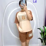 Đồ bộ quần đùi áo tay ngắn in chữ B