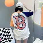 Đồ bộ quần đùi áo tay ngắn in chữ B trước và sau áo