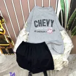 Đồ bộ quần đùi áo tay ngắn in chữ chevy