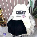 Đồ bộ quần đùi áo tay ngắn in chữ chevy