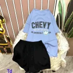 Đồ bộ quần đùi áo tay ngắn in chữ chevy