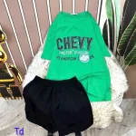 Đồ bộ quần đùi áo tay ngắn in chữ chevy