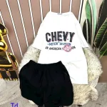 Đồ bộ quần đùi áo tay ngắn in chữ chevy