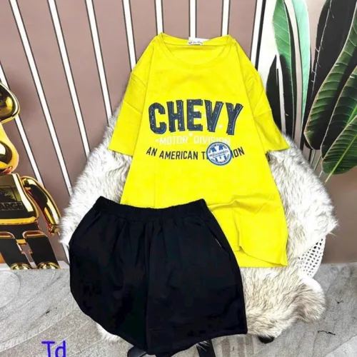 Đồ bộ quần đùi áo tay ngắn in chữ chevy