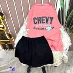 Đồ bộ quần đùi áo tay ngắn in chữ chevy