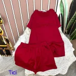 Đồ bộ quần đùi áo tay ngắn in chữ dập nổi