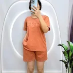 Đồ bộ quần đùi áo tay ngắn in chữ dập nổi form rộng