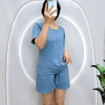 Đồ bộ quần đùi áo tay ngắn in chữ dập nổi form rộng