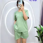 Đồ bộ quần đùi áo tay ngắn in chữ dập nổi form rộng