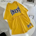 Đồ bộ quần đùi áo tay ngắn in chữ form rộng
