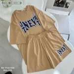 Đồ bộ quần đùi áo tay ngắn in chữ form rộng