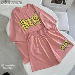 Đồ bộ quần đùi áo tay ngắn in chữ form rộng