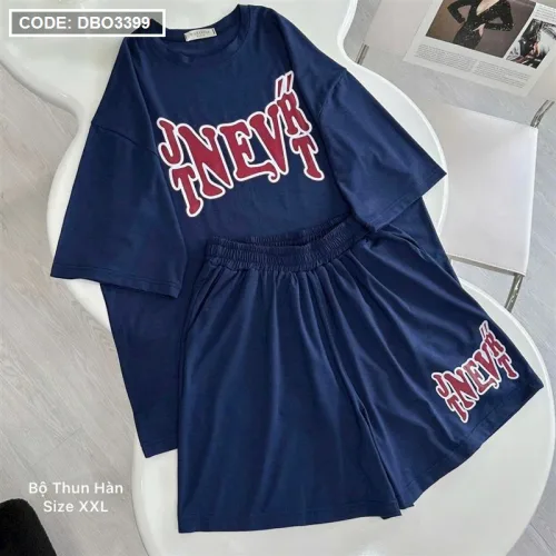 Đồ bộ quần đùi áo tay ngắn in chữ form rộng