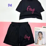 đồ bộ quần đùi áo tay ngắn in chữ gigi