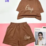 đồ bộ quần đùi áo tay ngắn in chữ gigi