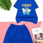Đồ bộ quần đùi áo tay ngắn in chữ gogo và hình gấu