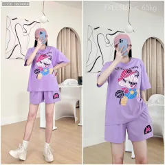 đồ bộ quần đùi áo tay ngắn in chú hề chữ