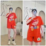 đồ bộ quần đùi áo tay ngắn in chú hề chữ