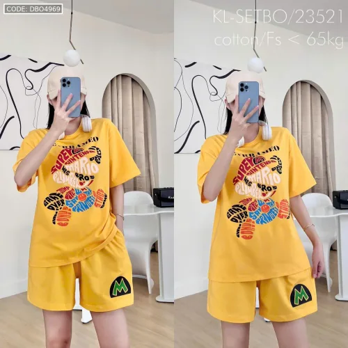 đồ bộ quần đùi áo tay ngắn in chú hề chữ