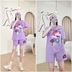 đồ bộ quần đùi áo tay ngắn in chú hề chữ