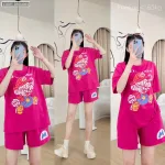 đồ bộ quần đùi áo tay ngắn in chú hề chữ