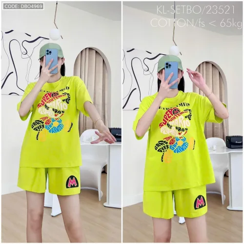 đồ bộ quần đùi áo tay ngắn in chú hề chữ